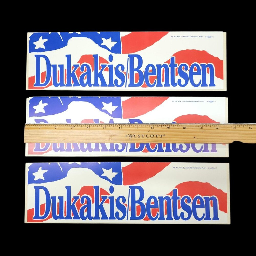 Mike Dukakis Bentsen 1988 Presidential Campaign Bumper Sticker Lot Of 3 NOS - Picture 3 of 6